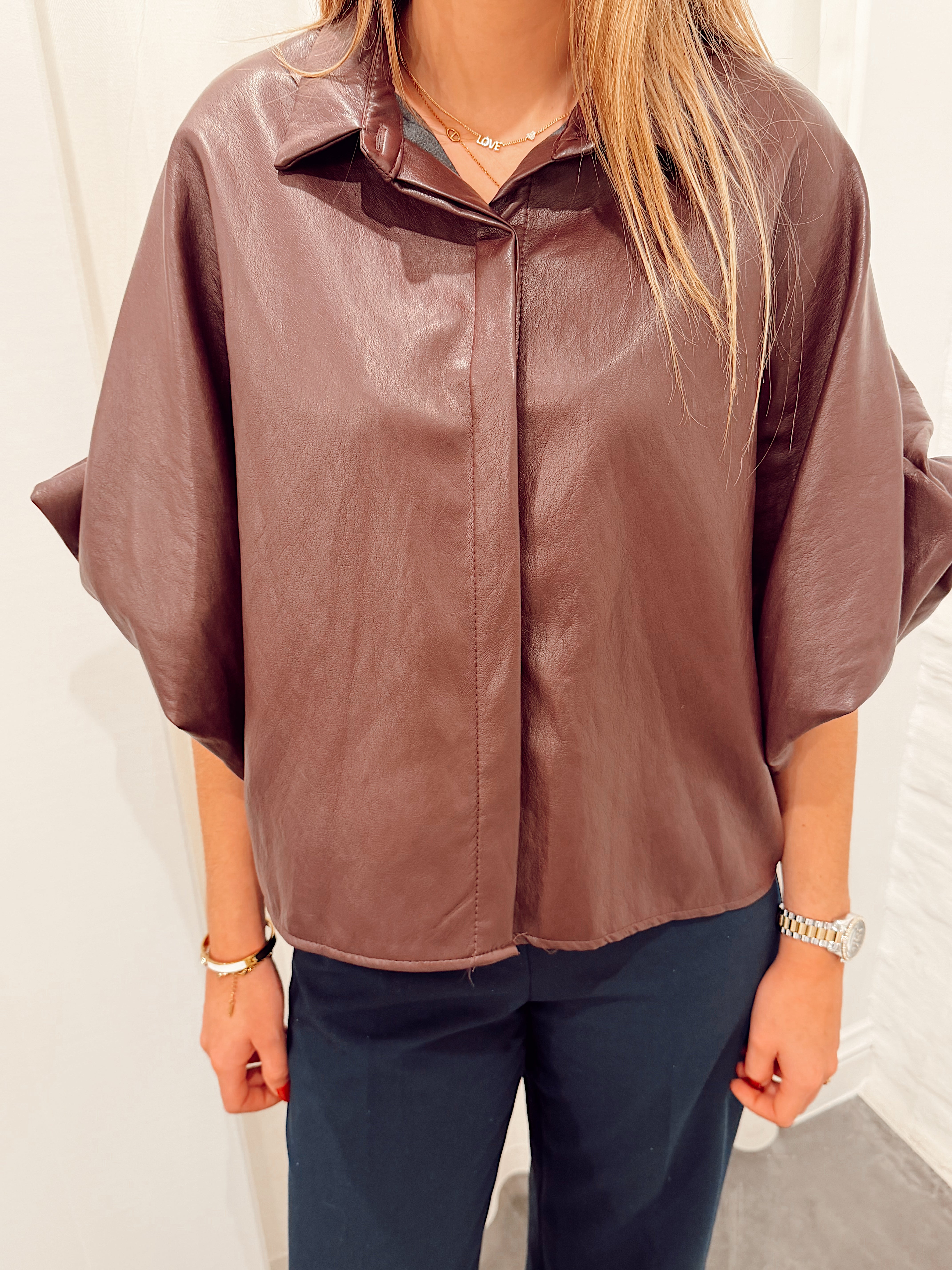 Chatelet blouse leather aubergine b602