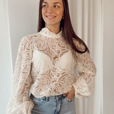 Lace blouse beige
