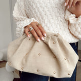 Studded mini suede bag beige pc3004