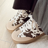 Brown/white print sneakers