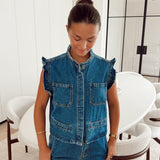 Denim ruffled gilet Jeans GI8121