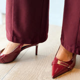 Bordeaux heels with golden detail