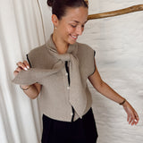 Gilet with scarf B2020 TAUPE