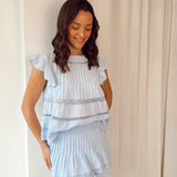 Linen ruffled skort blue