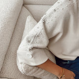 Creme soft knit with rhinestones 042386-995