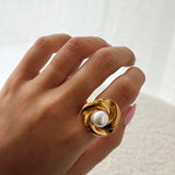 Twisted pearl ring