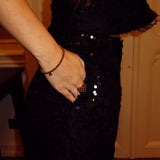 Soft sequin fur top black