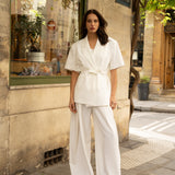White blazer with bow V26045