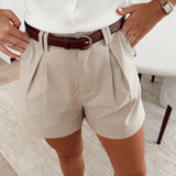Beige short with belt 23131