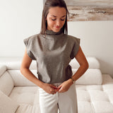 Taupe soft knit with collar TL2239