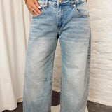 Mid waist jeans with button detail A5211