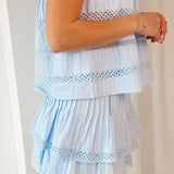 Linen ruffled skort blue