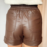 Brown leather short