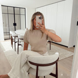 Soft taupe ruffled knit TY22221