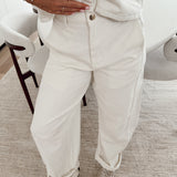 Ecru denim barrel jeans PA8127