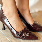 Dark marron heels with straps
