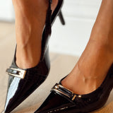 Black heels with golden detail