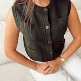Classy pocket Cardigan Olive - Evita B609