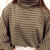 Wide sleeve stripe tee Kaki