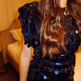 Dark blue sequin dress
