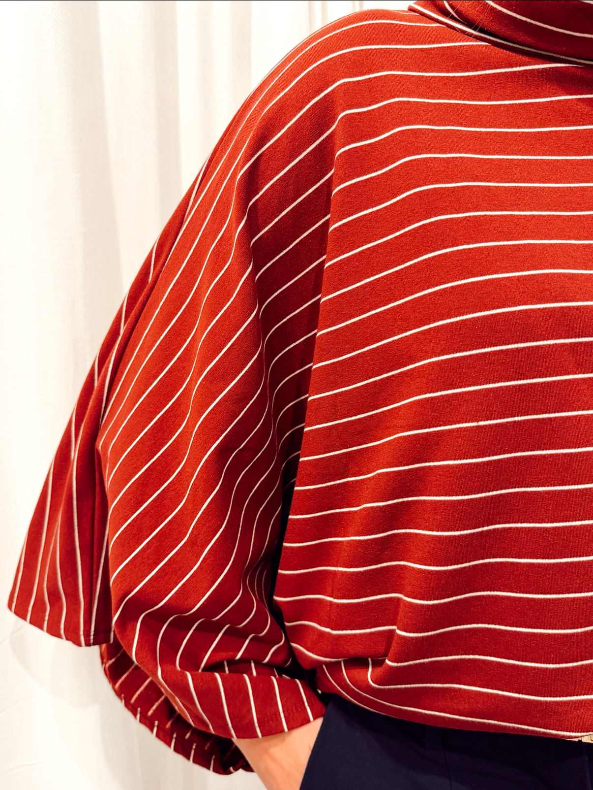 Wide sleeve stripe tee Bordeaux