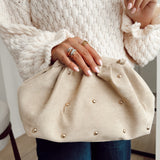 Studded mini suede bag beige pc3004