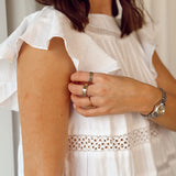 Linen ruffled top white