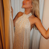 sequin halterneck dress