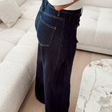 Navy wide flare jeans H8003
