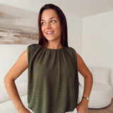 New corinto glitter top olive green b610