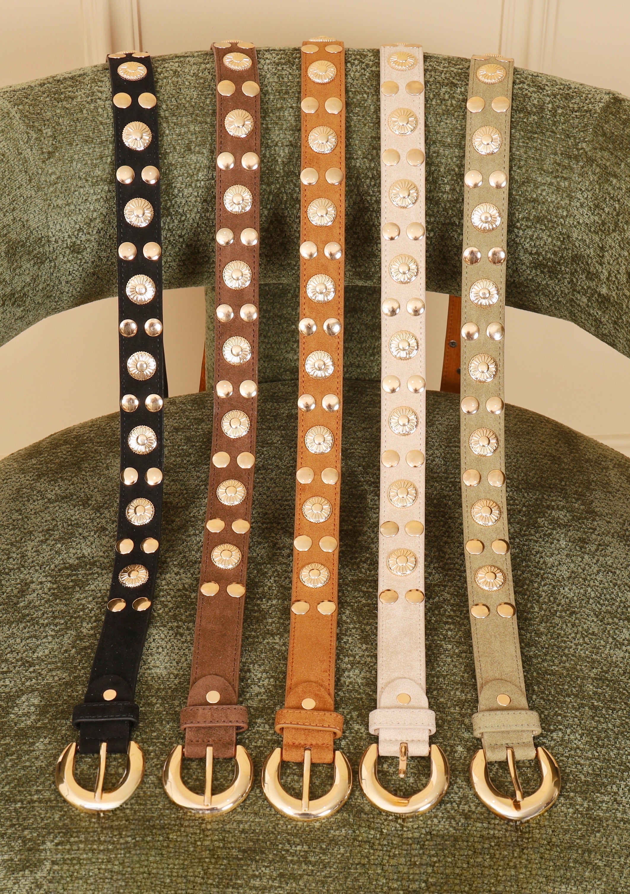 Belt with golden studs 042885-4064