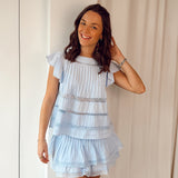 Linen ruffled skort blue