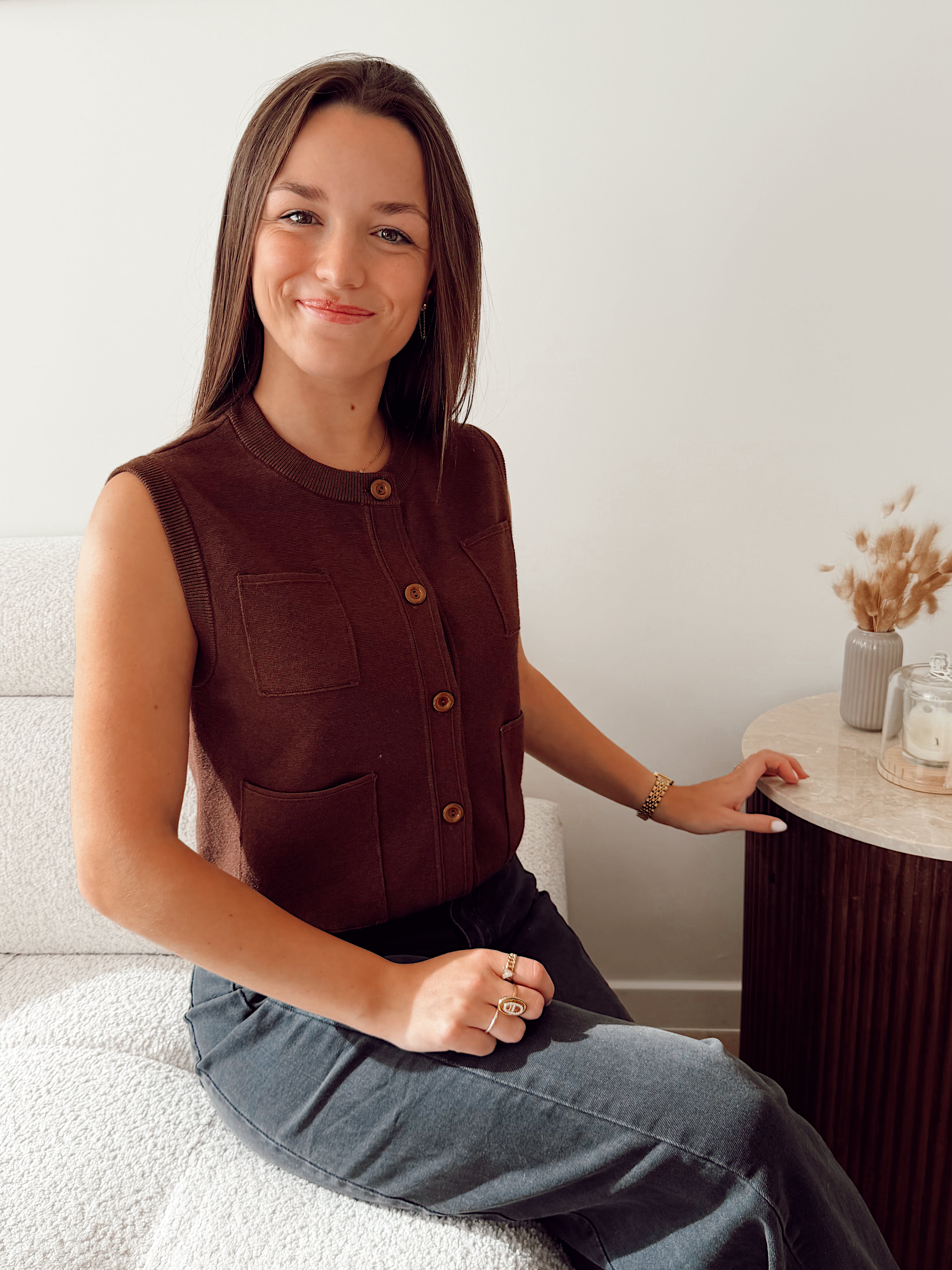 Classy pocket Cardigan Brown - Evita B609