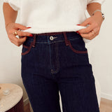 Franklin jeans w/ brown detail b605