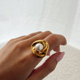 Twisted pearl ring