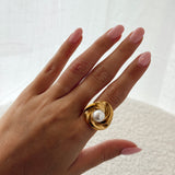 Twisted pearl ring