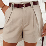 Beige short with belt 23131