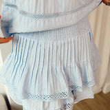 Linen ruffled skort blue