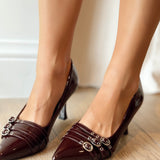 Dark marron heels with straps