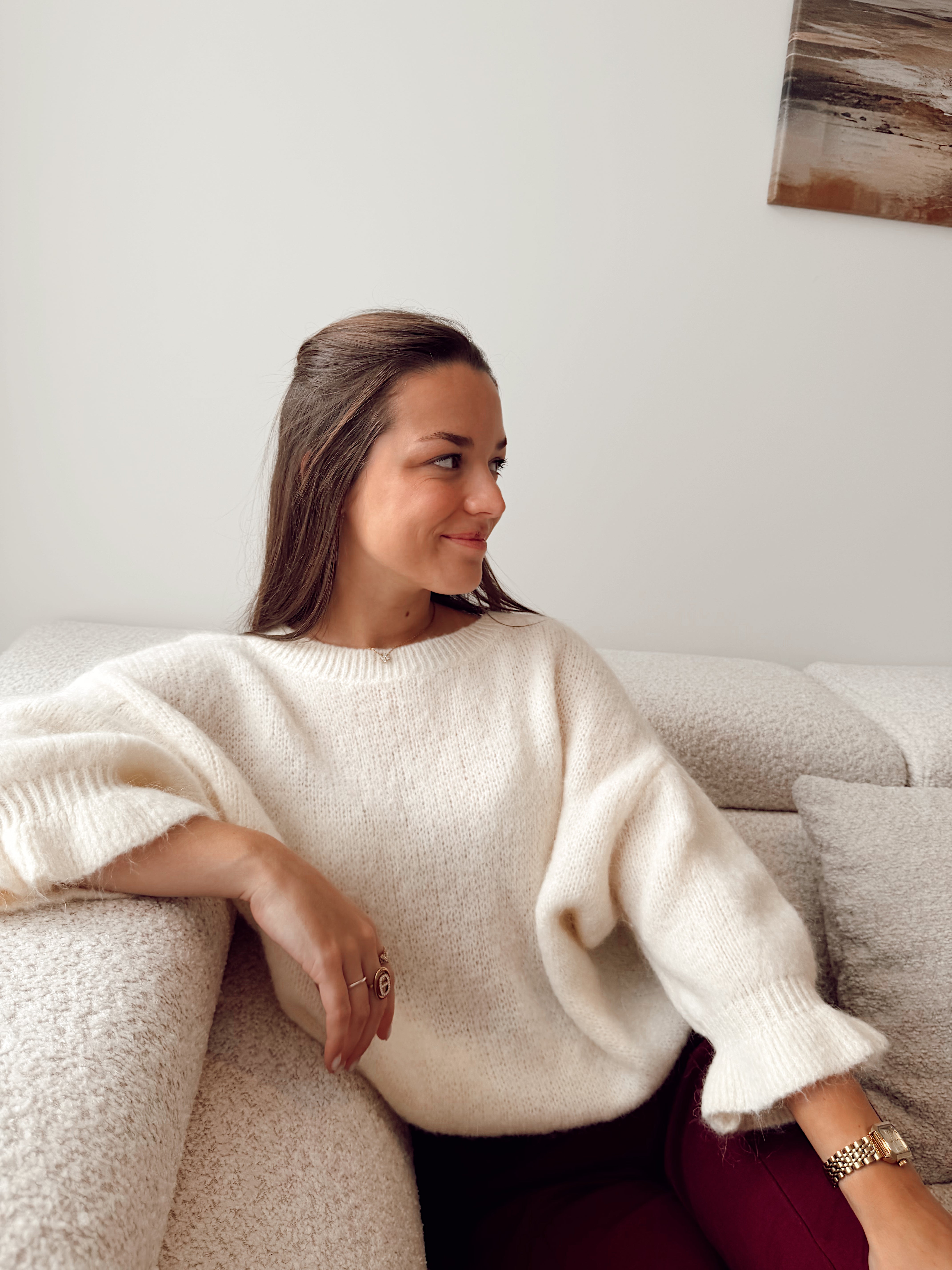 Mada cozy knit ecru b606