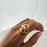 Twisted pearl ring