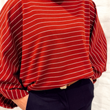 Wide sleeve stripe tee Bordeaux
