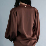 Alma satin blouse brown b610