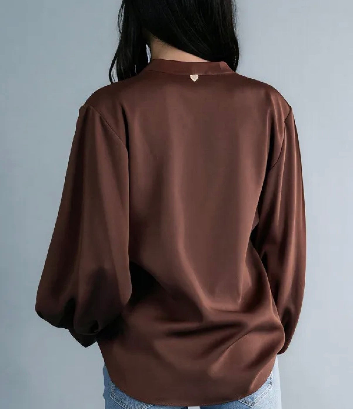 Alma satin blouse brown b610