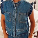 Denim ruffled gilet Jeans GI8121
