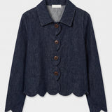 Denim ruffled jacket H2033