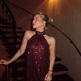 sequin halterneck dress