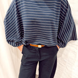 Wide sleeve stripe tee Navy