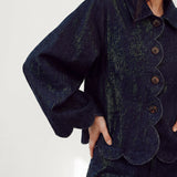 Denim ruffled jacket H2033